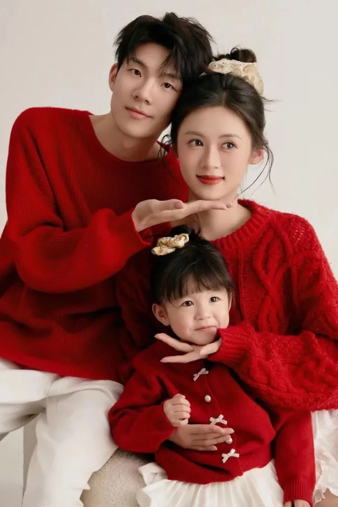 Ảnh gia đình cùng mang đồ bộ